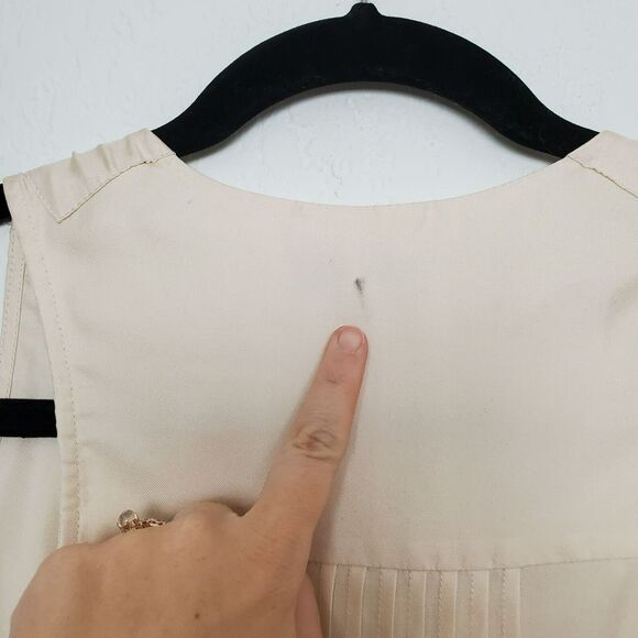 Reiss Womens Jorja Silk Top Size 2 V-Neck Racerback Cream Ivory Sleeveless FLAW - Picture 6 of 9